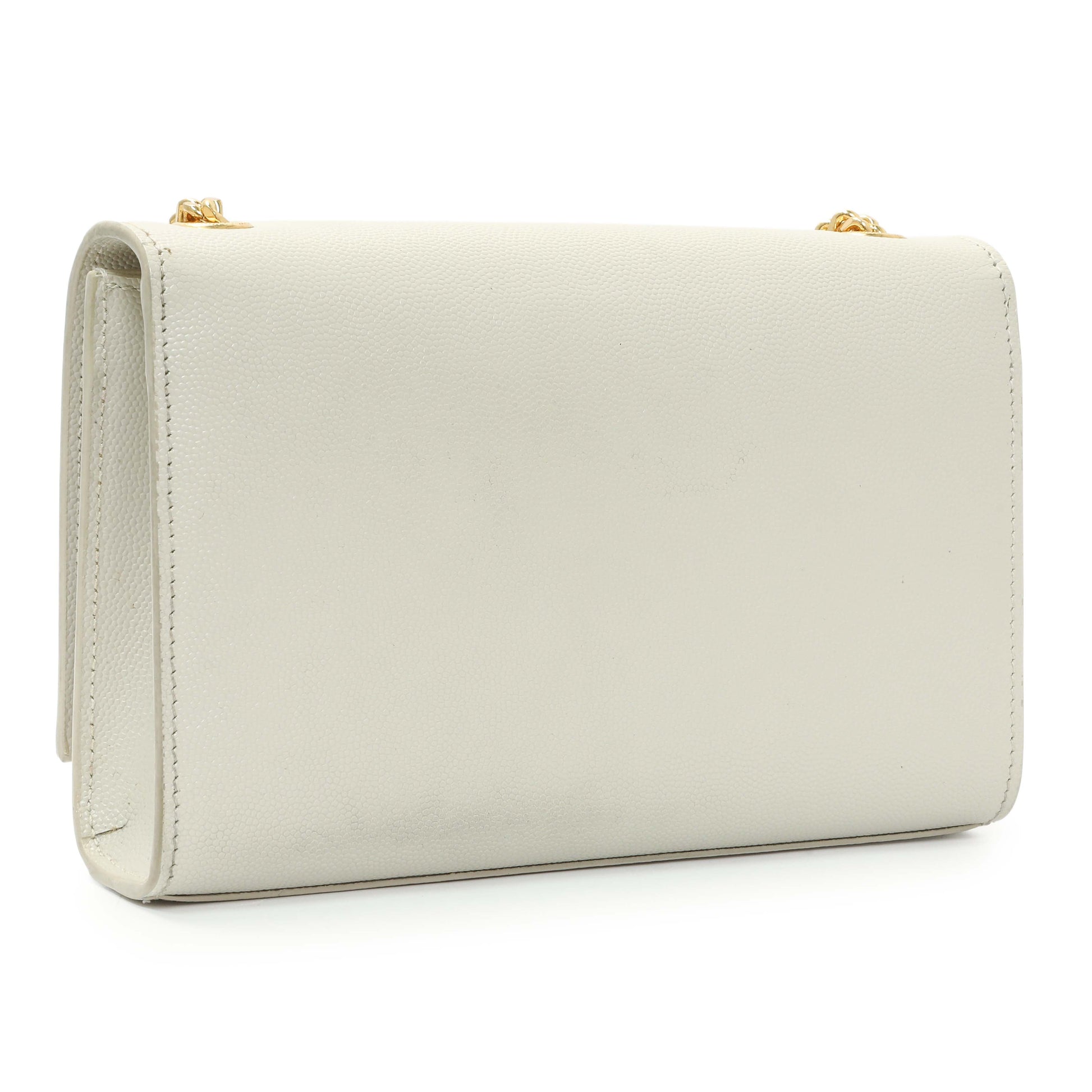 Exclusive Saint Laurent Crema Soft Grain De Poudre Small Classic Monogram Kate Tassel Satchel — Side View