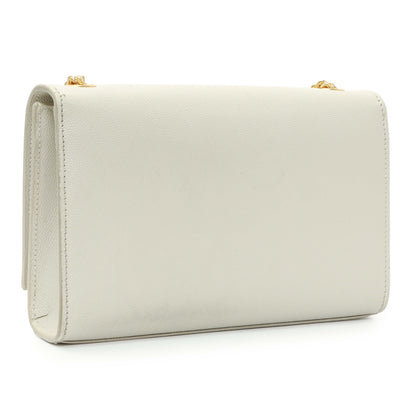 Exclusive Saint Laurent Crema Soft Grain De Poudre Small Classic Monogram Kate Tassel Satchel — Side View