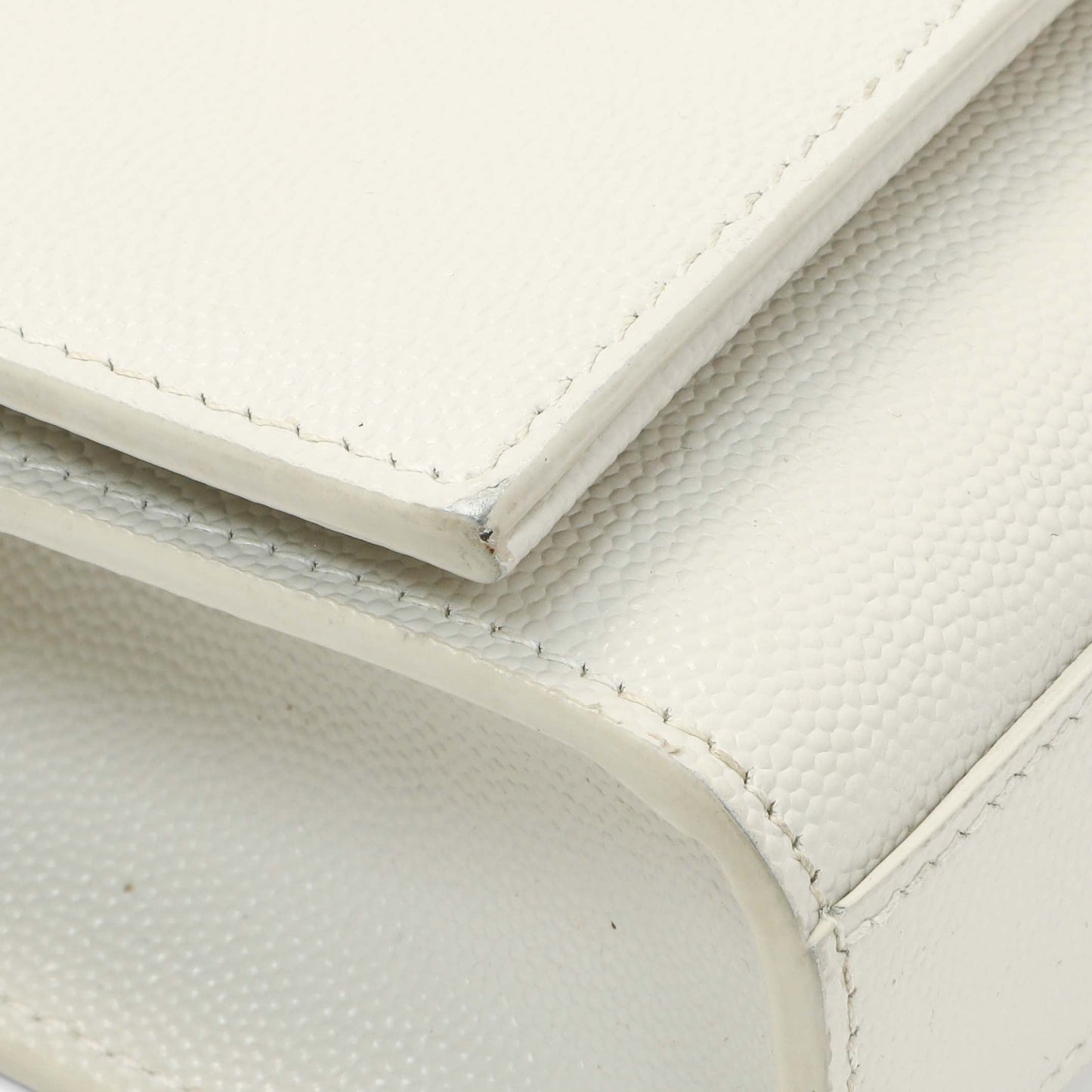 Exclusive Saint Laurent Crema Soft Grain De Poudre Small Classic Monogram Kate Tassel Satchel — Top View