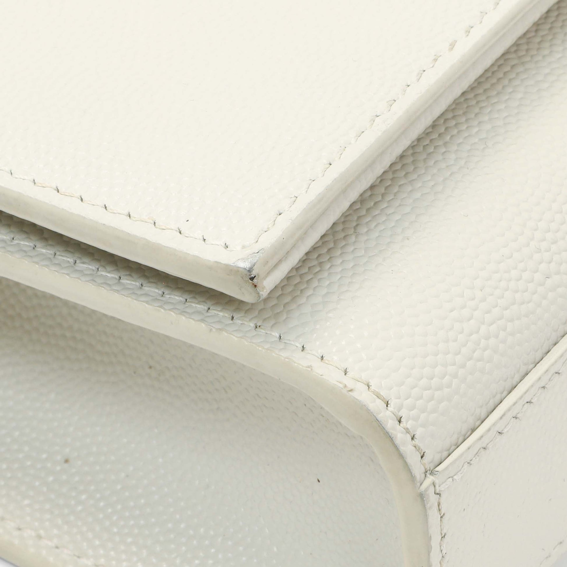 Exclusive Saint Laurent Crema Soft Grain De Poudre Small Classic Monogram Kate Tassel Satchel — Top View