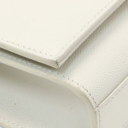 Exclusive Saint Laurent Crema Soft Grain De Poudre Small Classic Monogram Kate Tassel Satchel — Top View