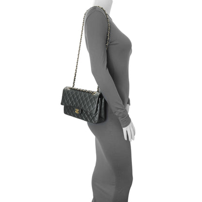 Exclusive Chanel Dark Grey Caviar Medium Classic Double Flap — Alternate View 11