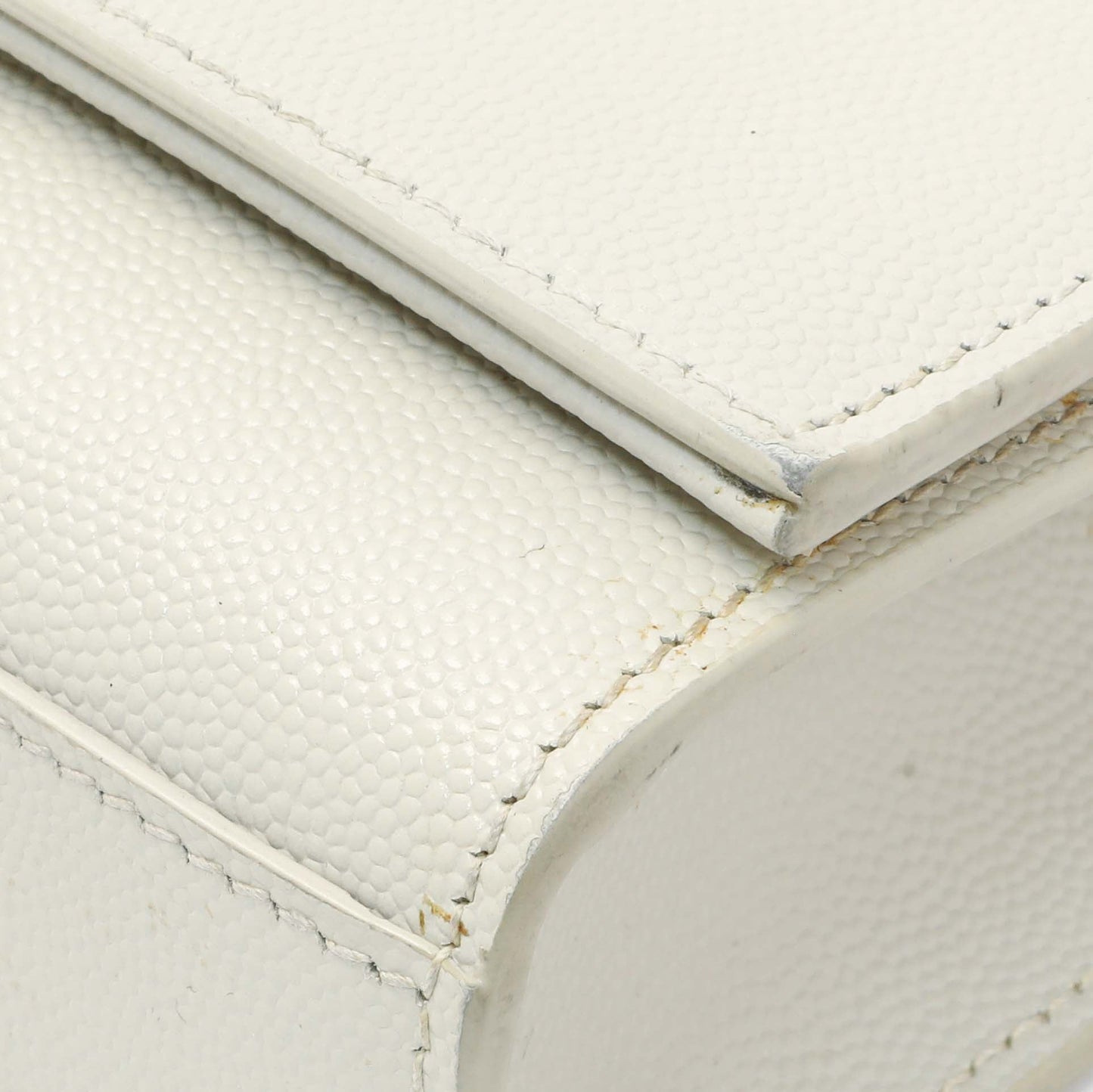 Exclusive Saint Laurent Crema Soft Grain De Poudre Small Classic Monogram Kate Tassel Satchel — Detail View