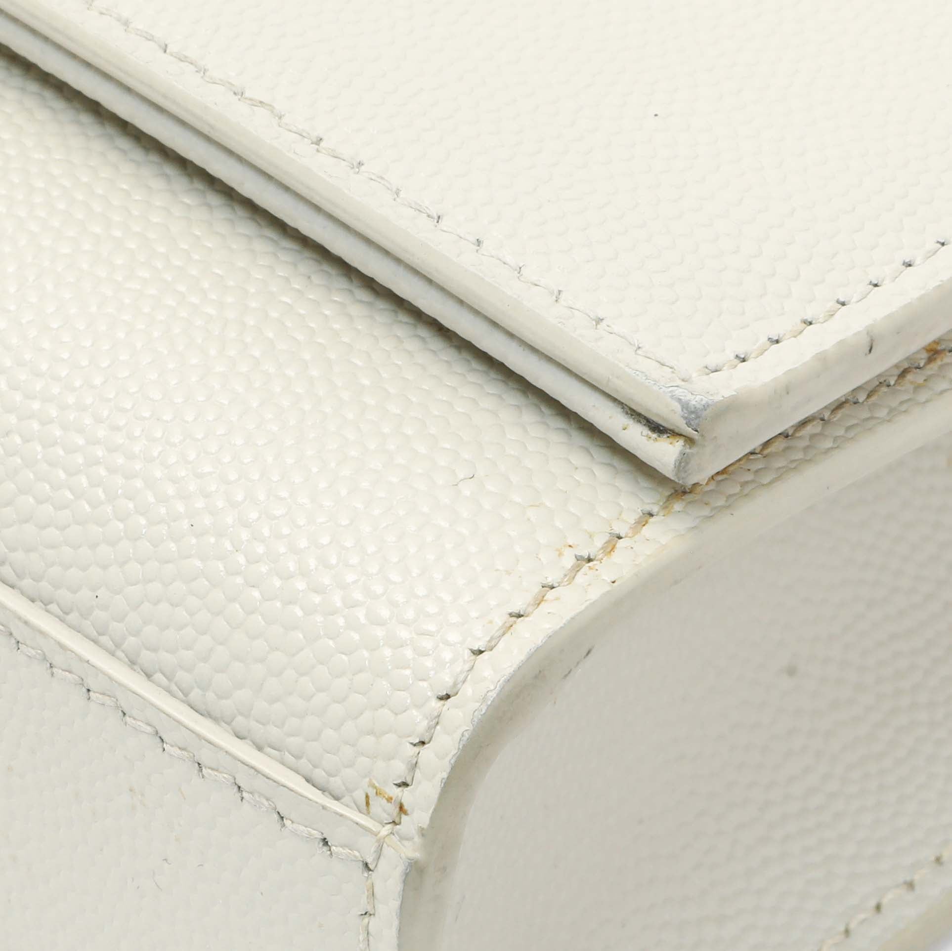 Exclusive Saint Laurent Crema Soft Grain De Poudre Small Classic Monogram Kate Tassel Satchel — Detail View
