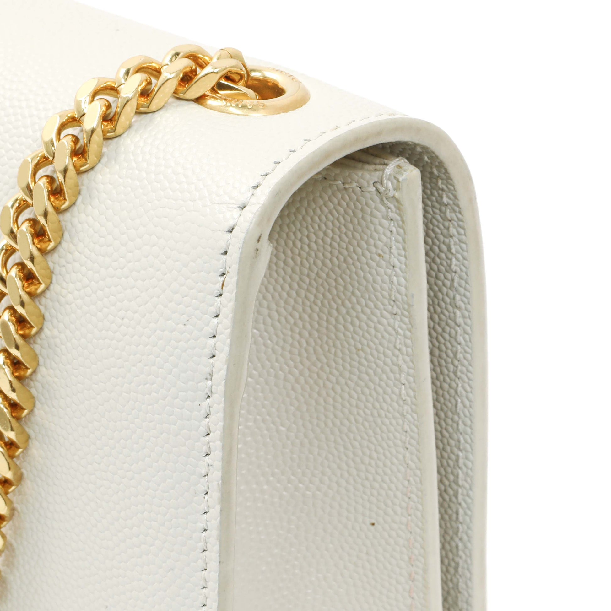 Exclusive Saint Laurent Crema Soft Grain De Poudre Small Classic Monogram Kate Tassel Satchel — Alternate View 11