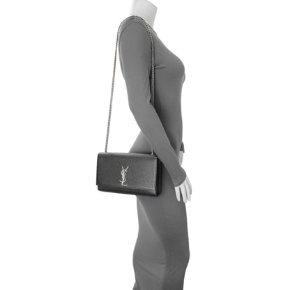 Exclusive Saint Laurent Black Grain De Poudre Medium Monogram Kate Satchel — Alternate View 7