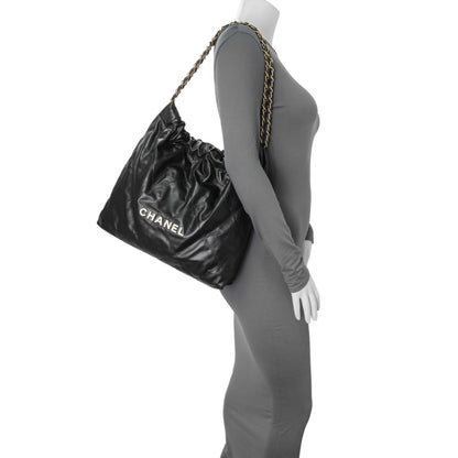 Exclusive Chanel Black Quilted Shiny Calfskin Large Chanel 22 — Alternate View 7