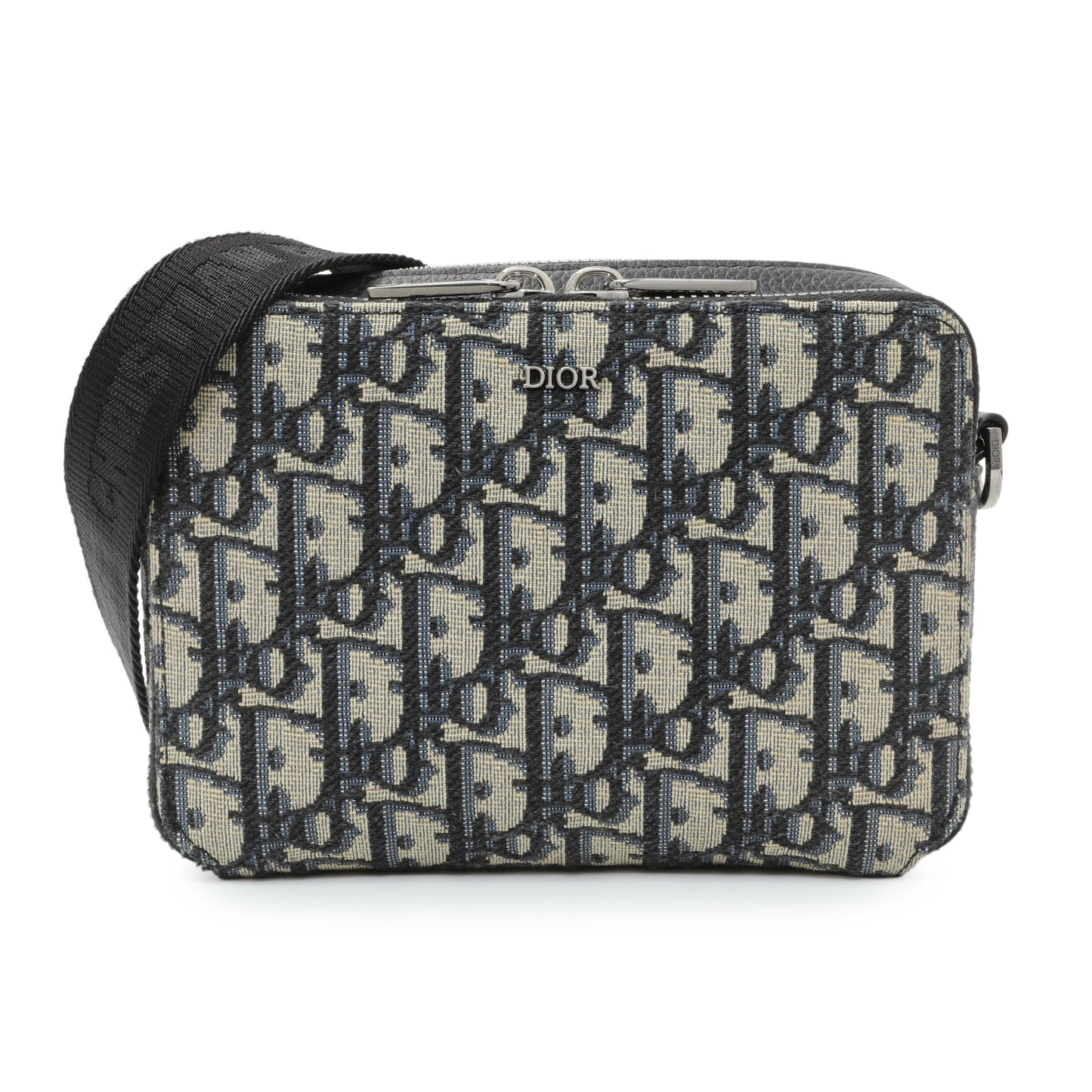 Exclusive Christian Dior Oblique Zipped Pouch with Strap — Front View