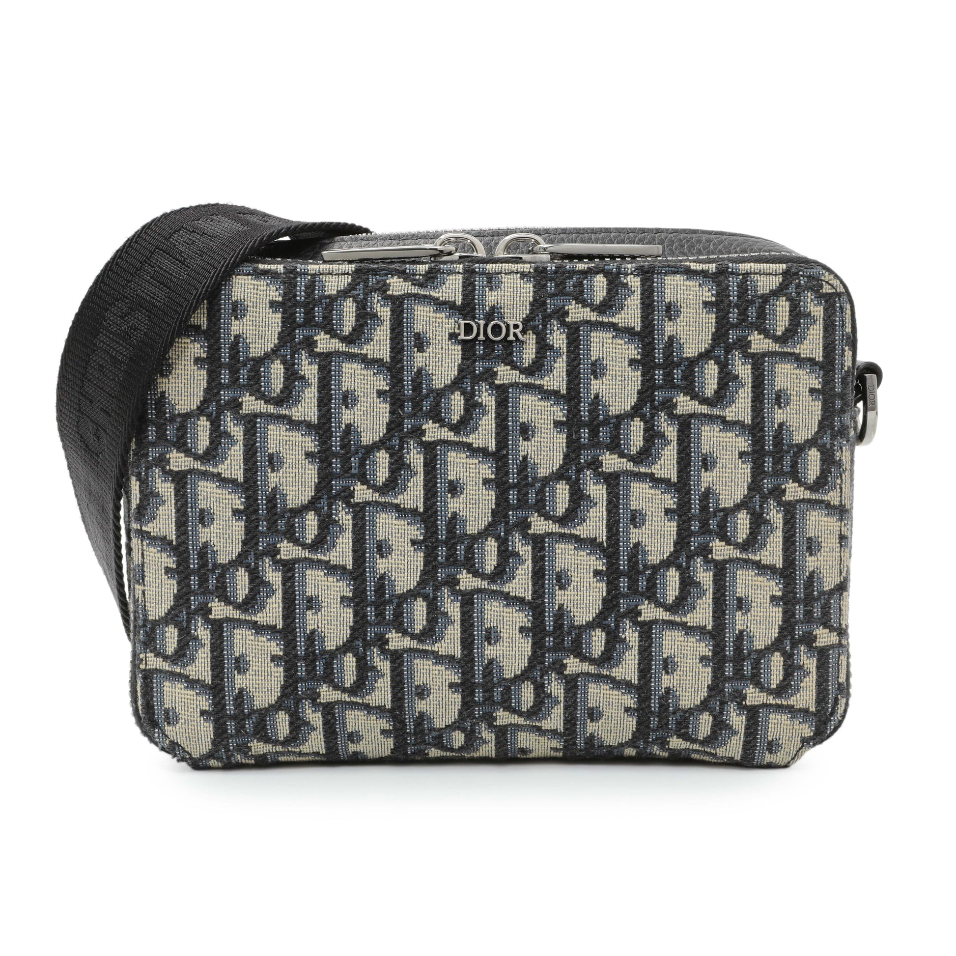 Exclusive Christian Dior Oblique Zipped Pouch with Strap — Front View