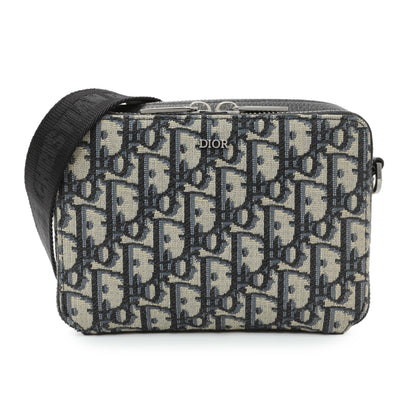 Exclusive Christian Dior Oblique Zipped Pouch with Strap — Front View