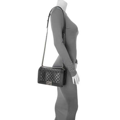 Exclusive Chanel Black Quilted Calfskin Medium Boy Flap — Alternate View 12