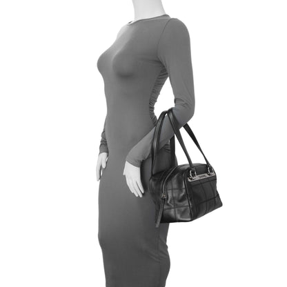 Exclusive Chanel Vintage Black Caviar Square Quilted Stitched Bowler Bag — Alternate View 7