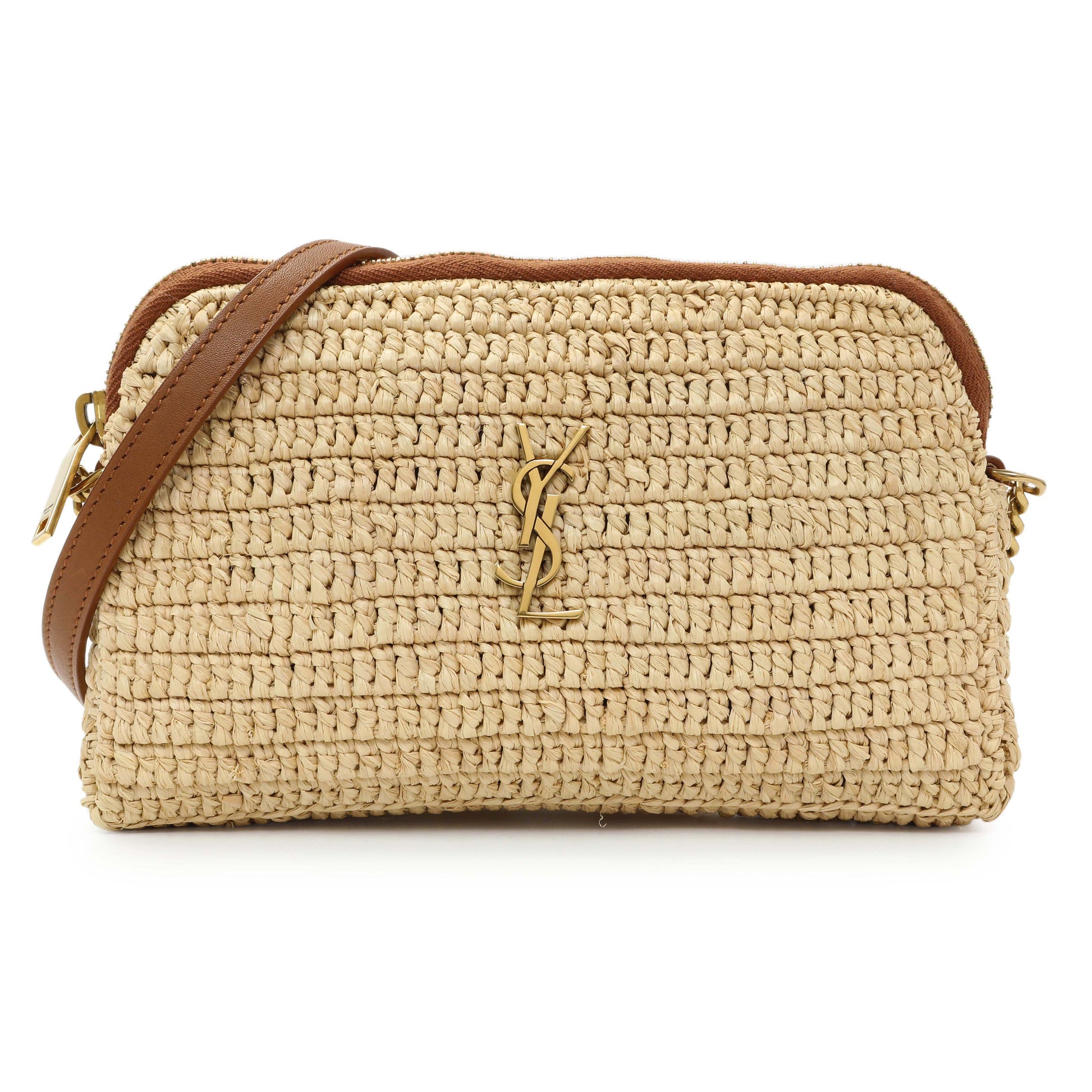 Exclusive Saint Laurent Raffia Gaby Shoulder Bag — Front View