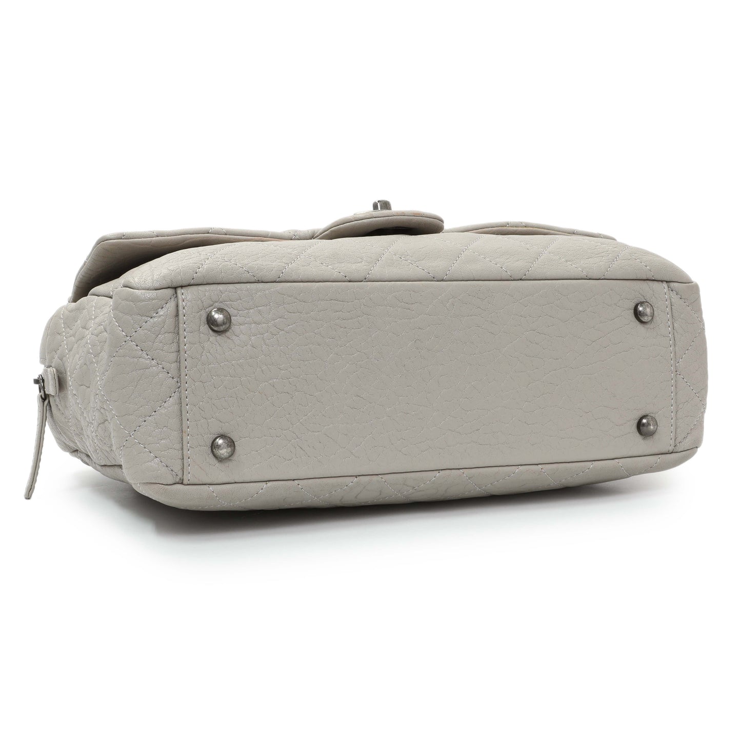 Exclusive Chanel Grey Quilted Goatskin Chain Shoulder Bag — Back View