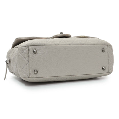 Exclusive Chanel Grey Quilted Goatskin Chain Shoulder Bag — Back View