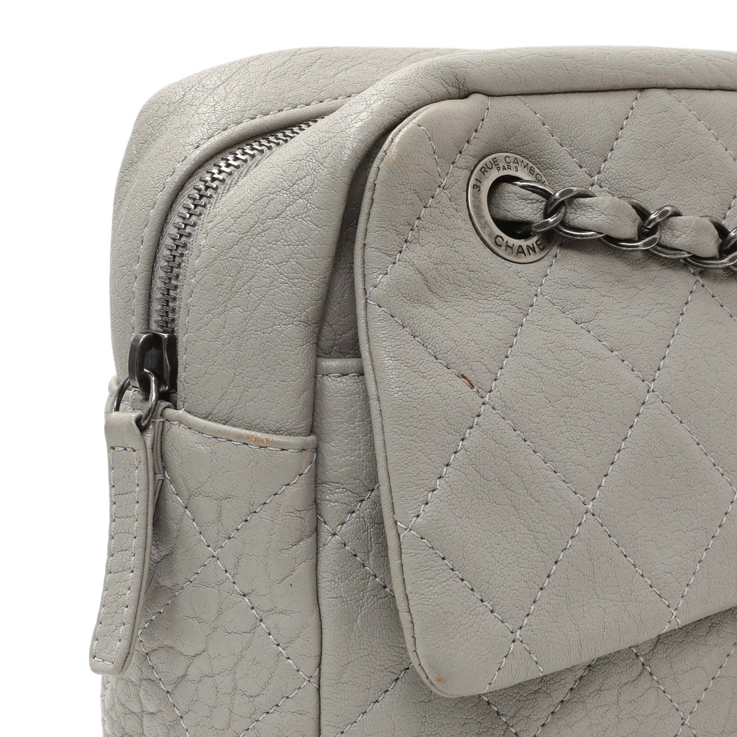 Exclusive Chanel Grey Quilted Goatskin Chain Shoulder Bag — Alternate View 7