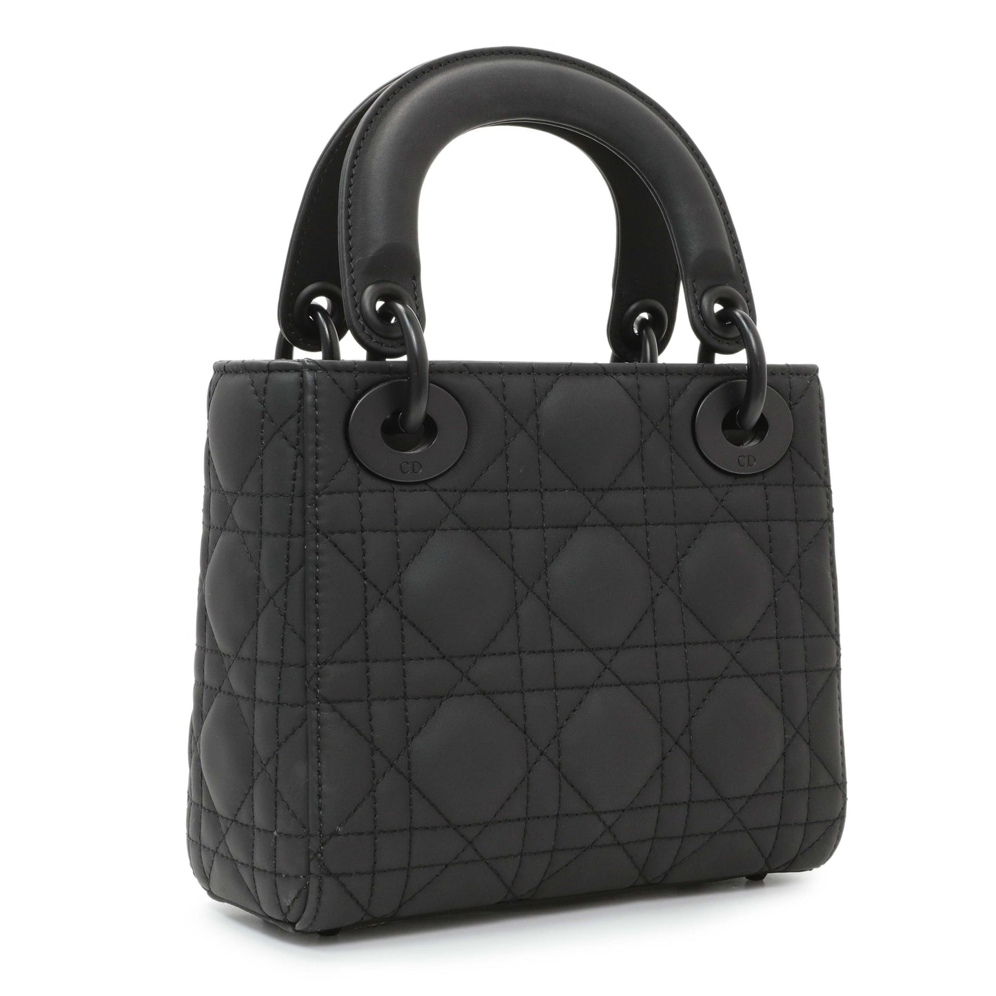 Exclusive Christian Dior Black Ultra Matte Calfskin Cannage Mini Lady Dior — Side View