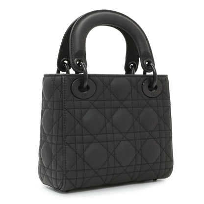 Exclusive Christian Dior Black Ultra Matte Calfskin Cannage Mini Lady Dior — Side View