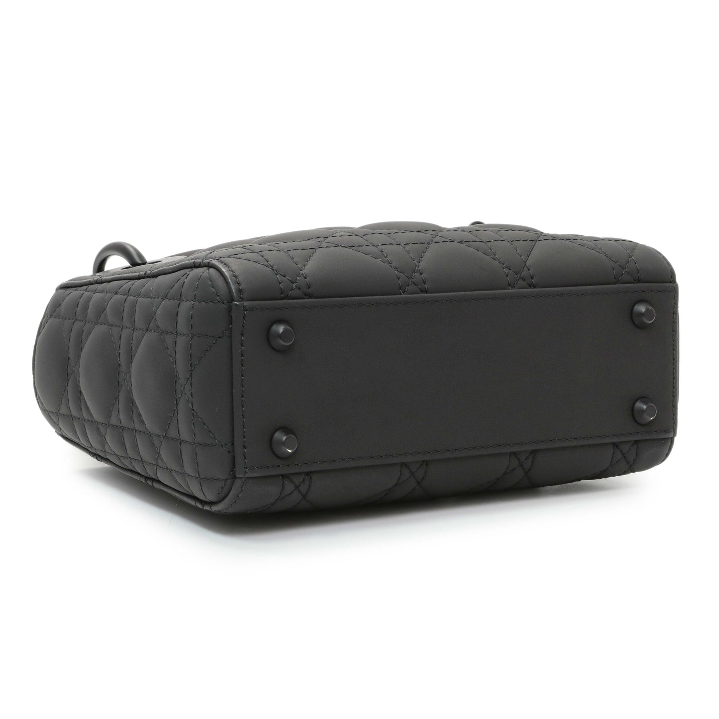 Exclusive Christian Dior Black Ultra Matte Calfskin Cannage Mini Lady Dior — Back View