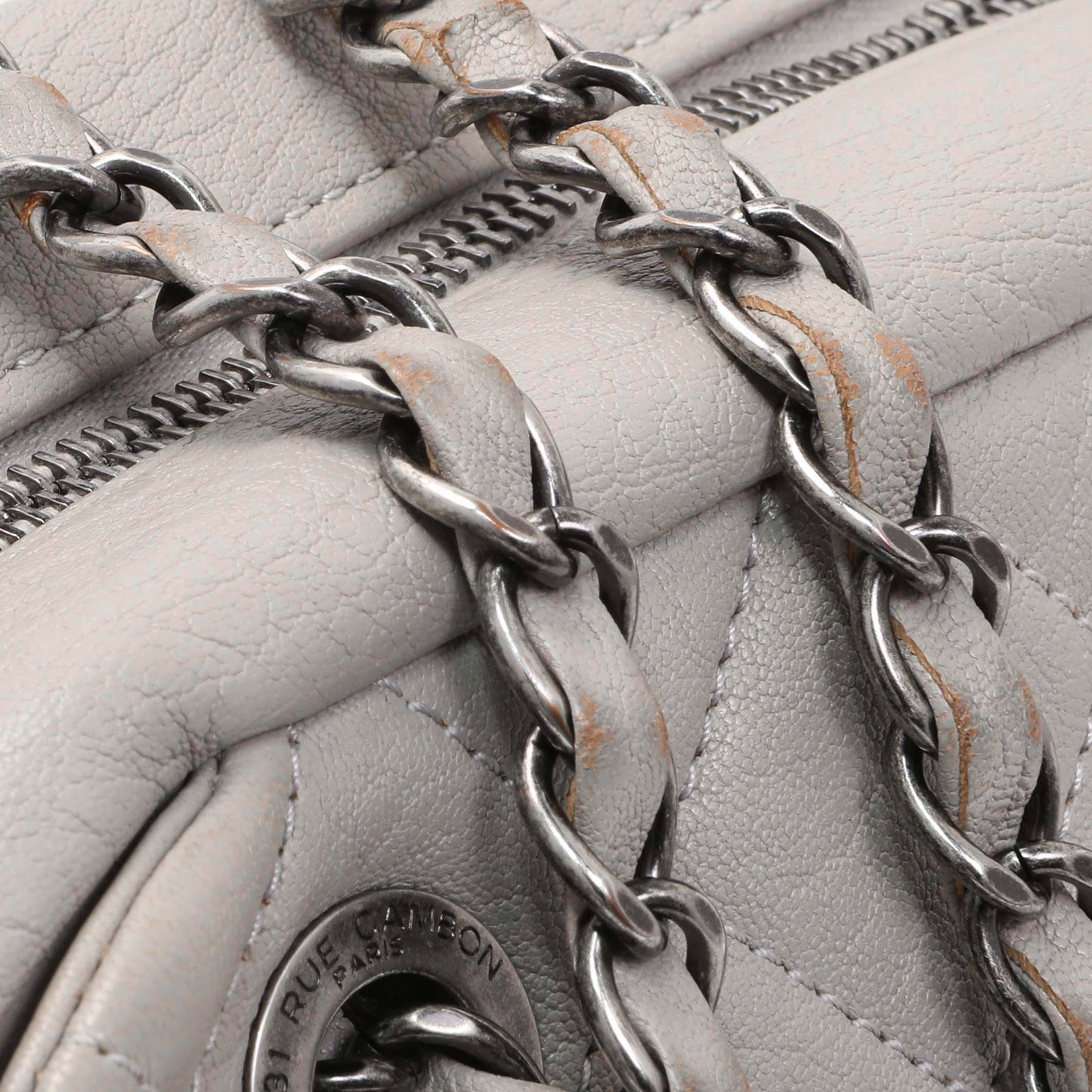 Exclusive Chanel Grey Quilted Goatskin Chain Shoulder Bag — Alternate View 8