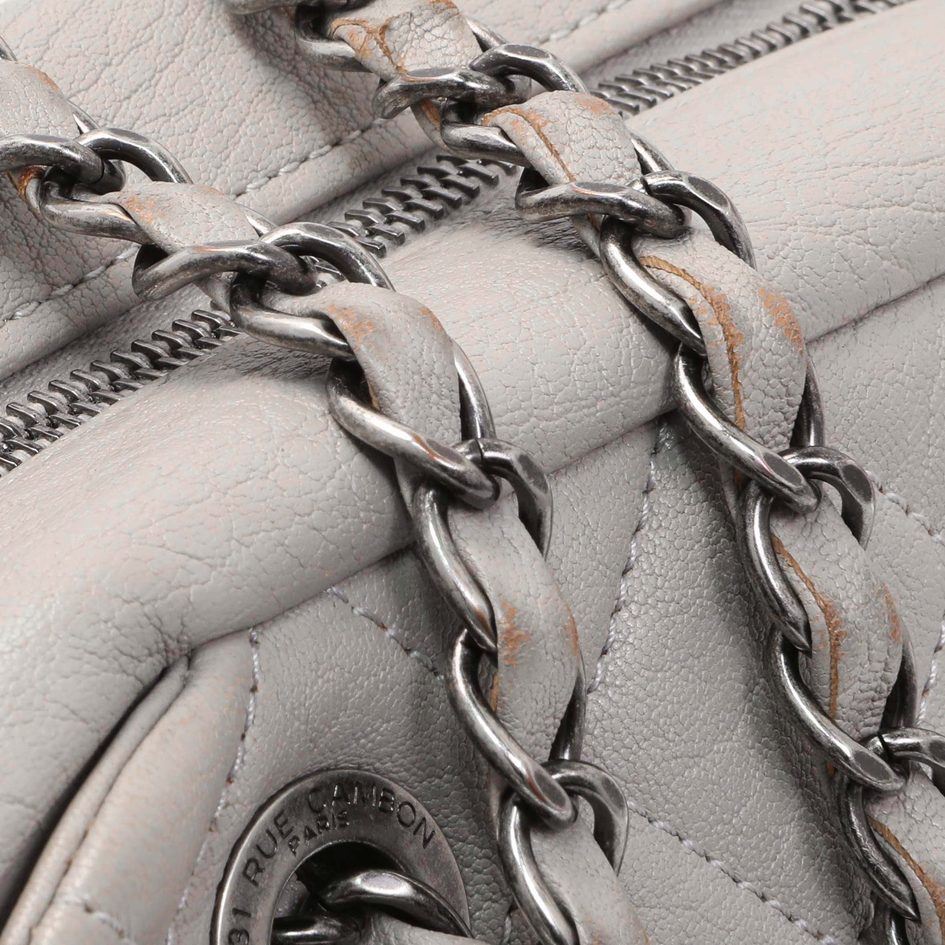 Exclusive Chanel Grey Quilted Goatskin Chain Shoulder Bag — Alternate View 8