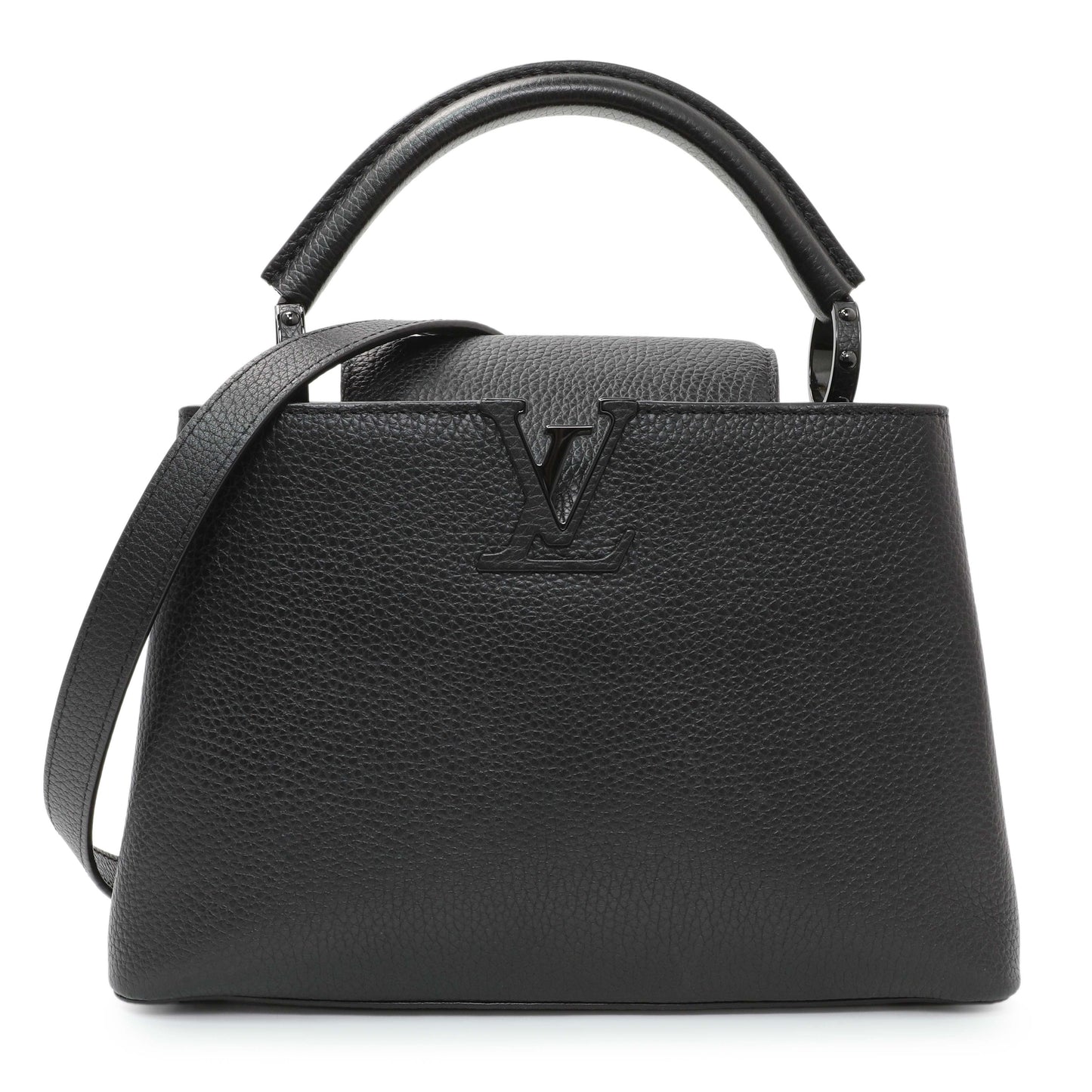 Exclusive Louis Vuitton Black Taurillon Capucines BB — Front View