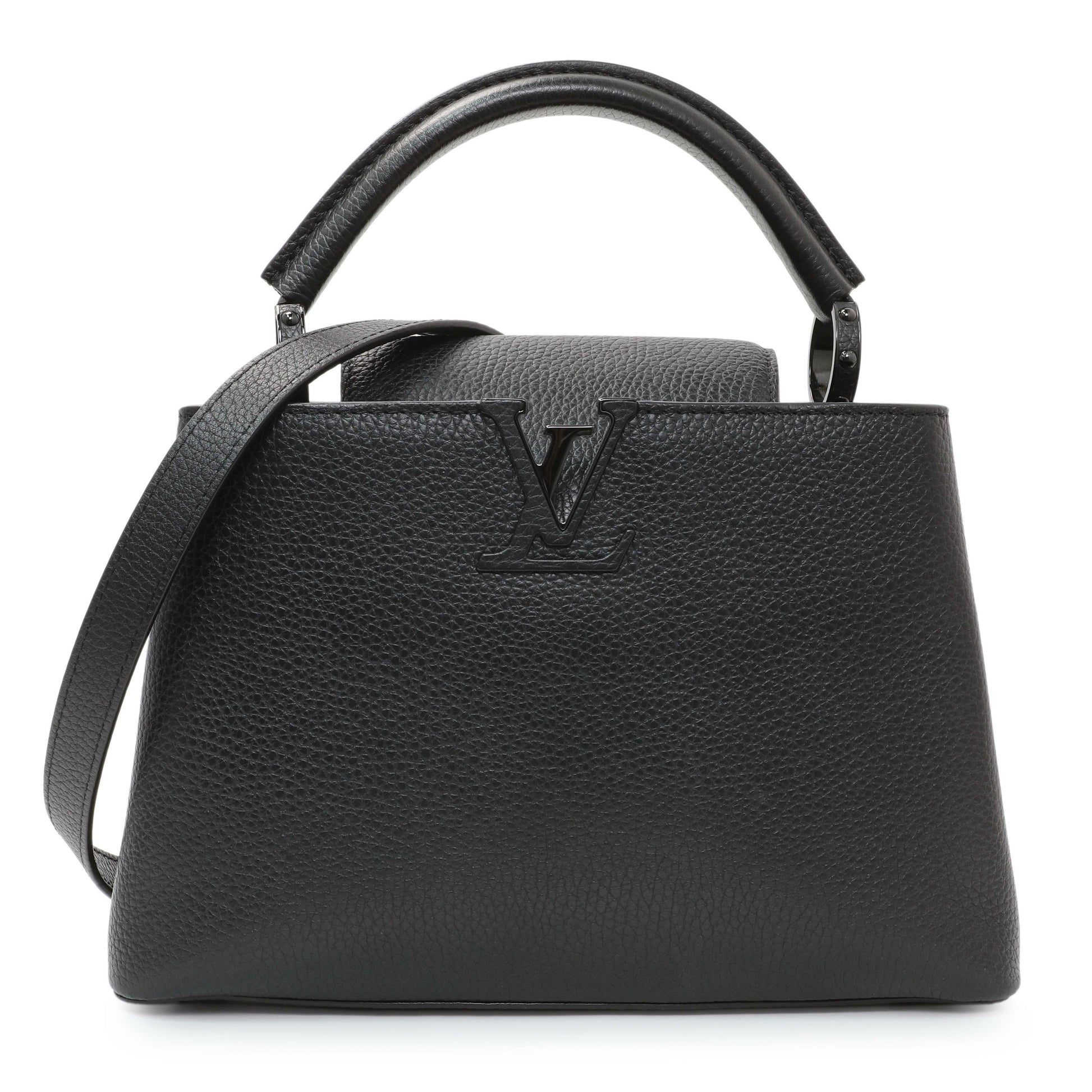 Exclusive Louis Vuitton Black Taurillon Capucines BB — Front View
