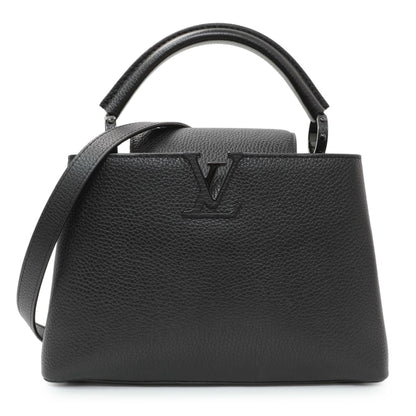 Exclusive Louis Vuitton Black Taurillon Capucines BB — Front View