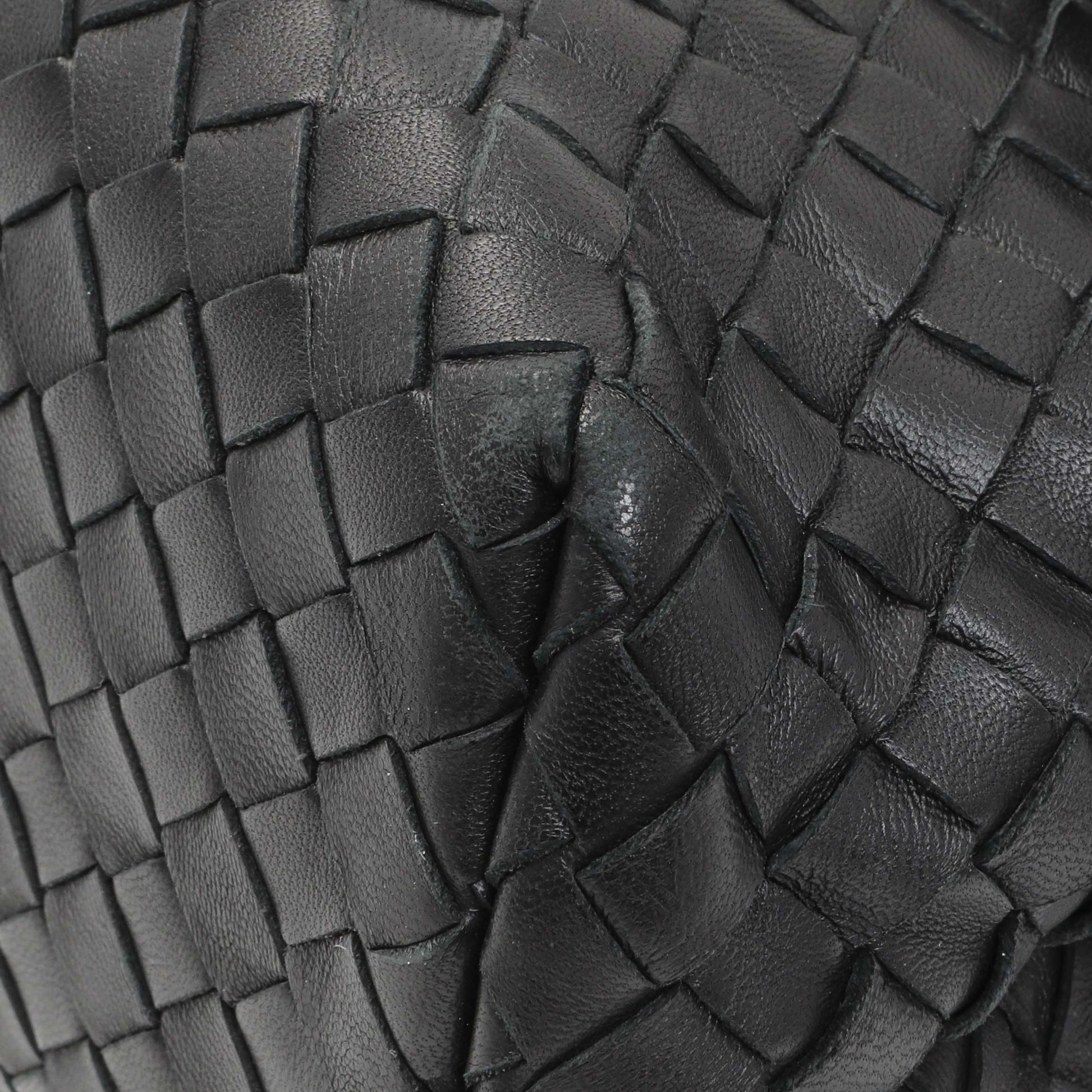 Exclusive Bottega Veneta Black Nappa Intrecciato Small Olimpia Shoulder Bag — Detail View