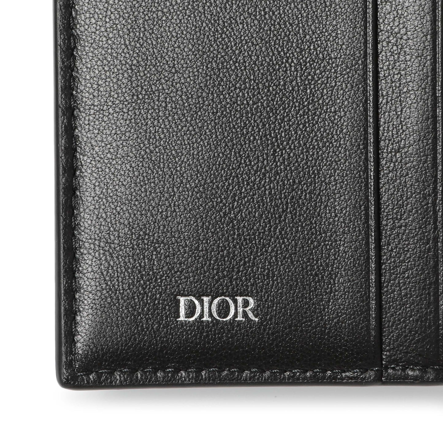 Exclusive Christian Dior Black Calfskin Perforated Oblique Vertical Card Holder — Detail View