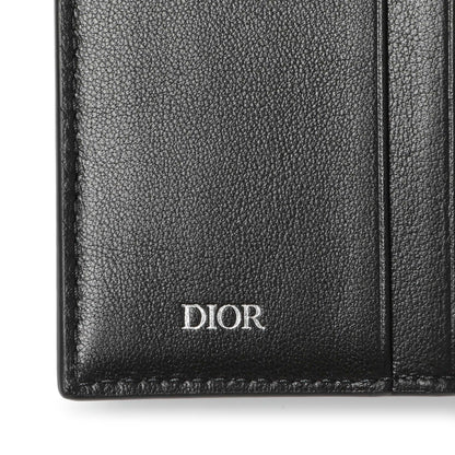 Exclusive Christian Dior Black Calfskin Perforated Oblique Vertical Card Holder — Detail View