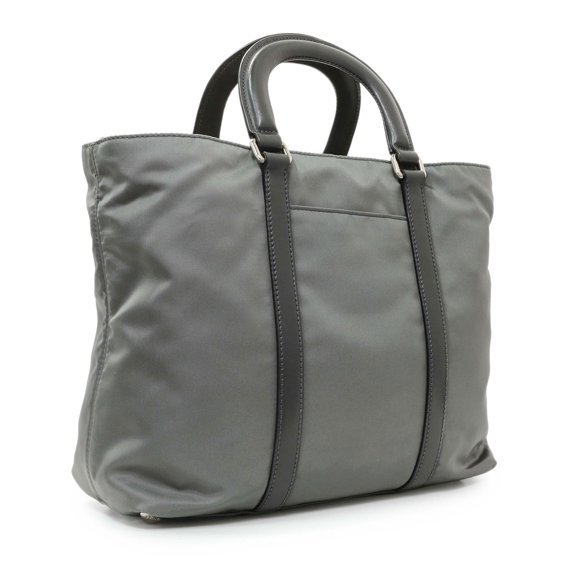 Exclusive Prada Grey Tessuto Nylon Tote — Side View