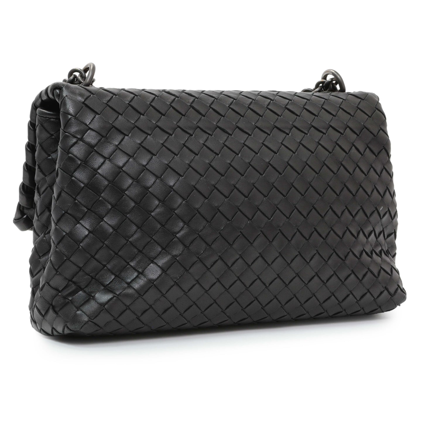 Exclusive Bottega Veneta Black Nappa Intrecciato Small Olimpia Shoulder Bag — Side View