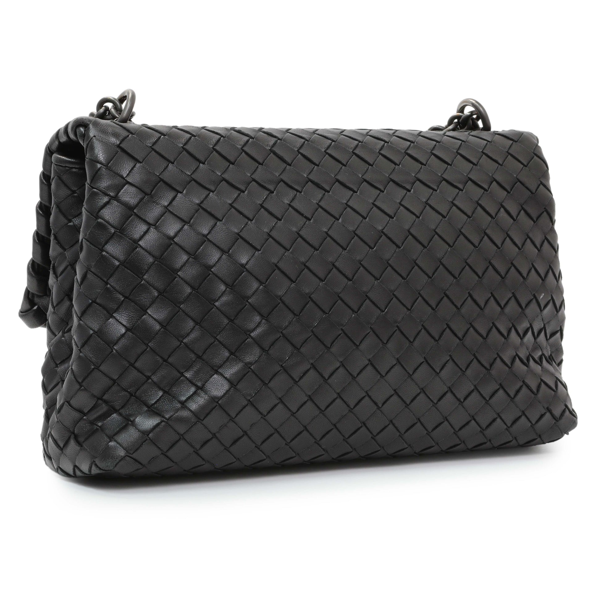 Exclusive Bottega Veneta Black Nappa Intrecciato Small Olimpia Shoulder Bag — Side View
