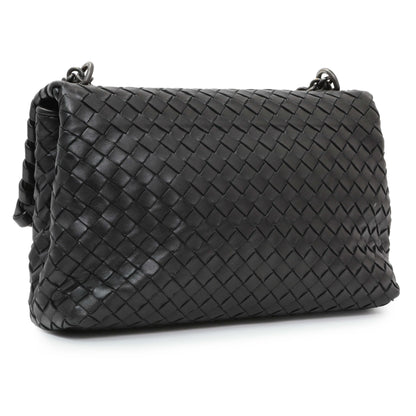 Exclusive Bottega Veneta Black Nappa Intrecciato Small Olimpia Shoulder Bag — Side View