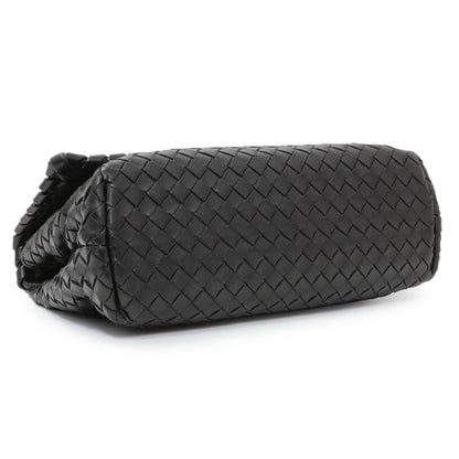 Exclusive Bottega Veneta Black Nappa Intrecciato Small Olimpia Shoulder Bag — Back View