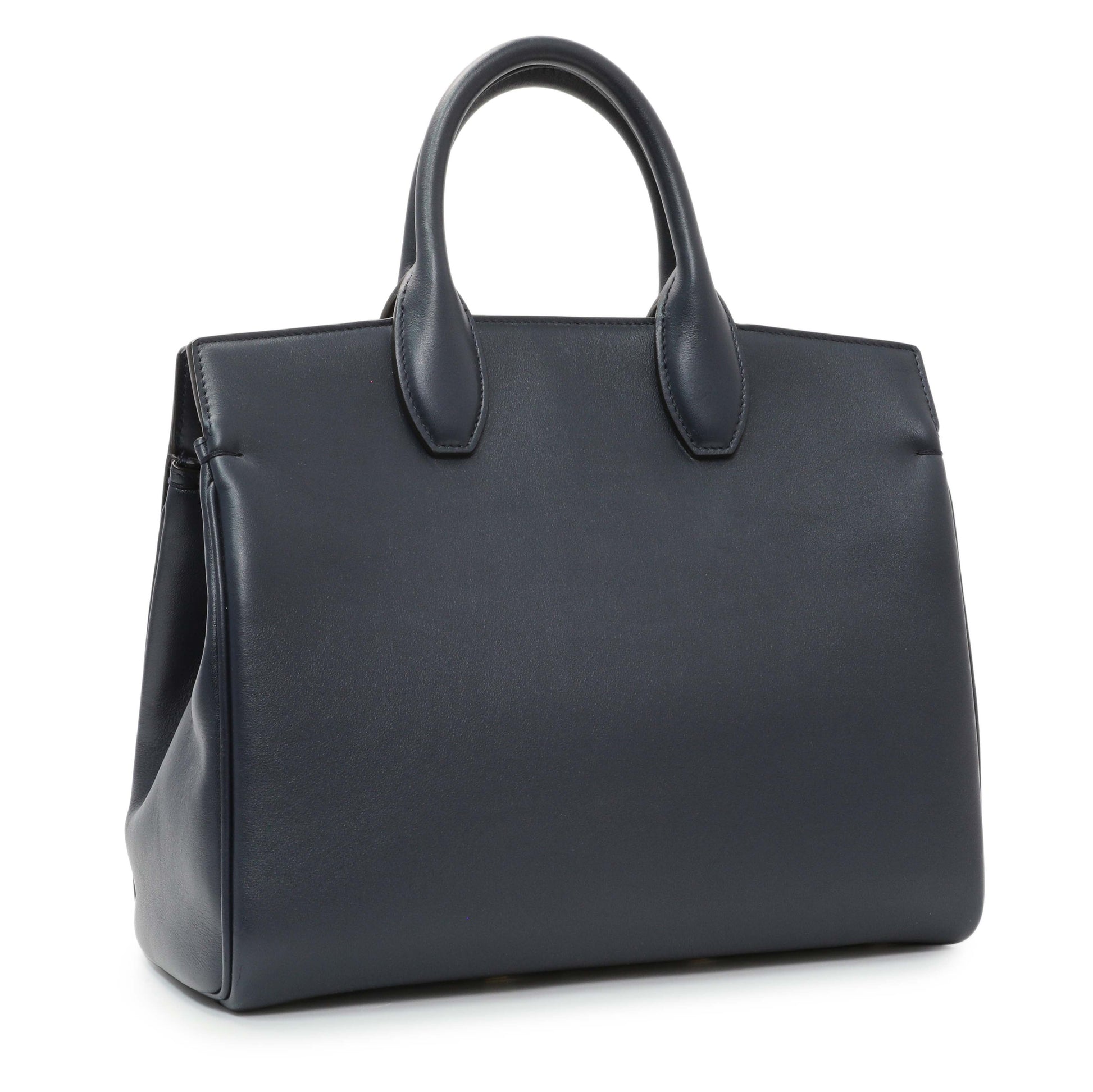 Exclusive Salvatore Ferragamo Blue Calfskin Medium Studio Bag — Side View