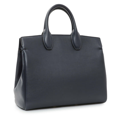 Exclusive Salvatore Ferragamo Blue Calfskin Medium Studio Bag — Side View