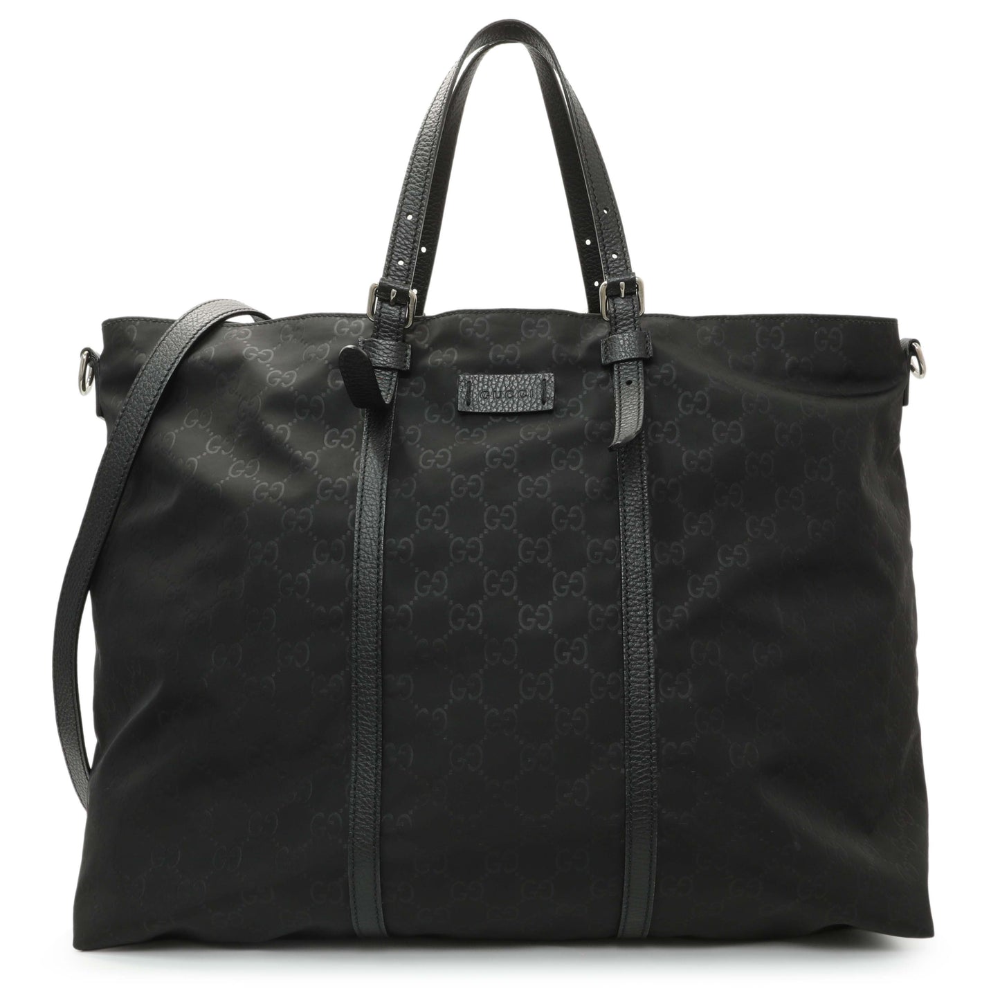 Exclusive Gucci Black Nylon Monogram Tote — Front View