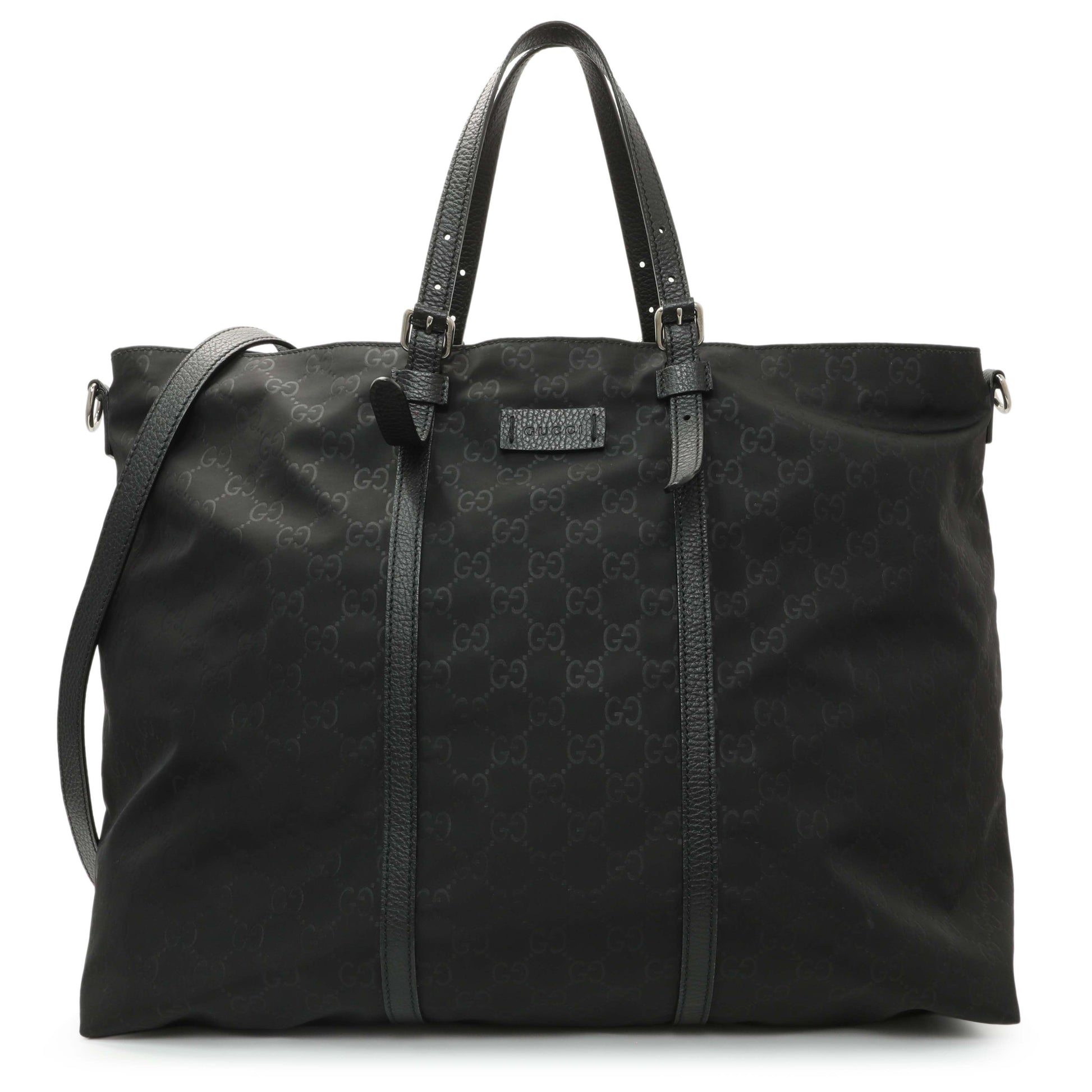 Exclusive Gucci Black Nylon Monogram Tote — Front View