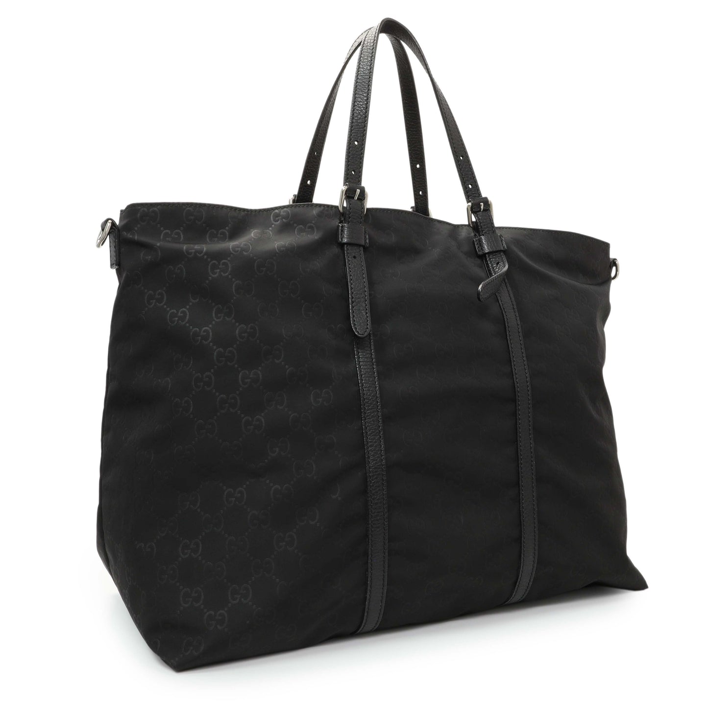 Exclusive Gucci Black Nylon Monogram Tote — Side View