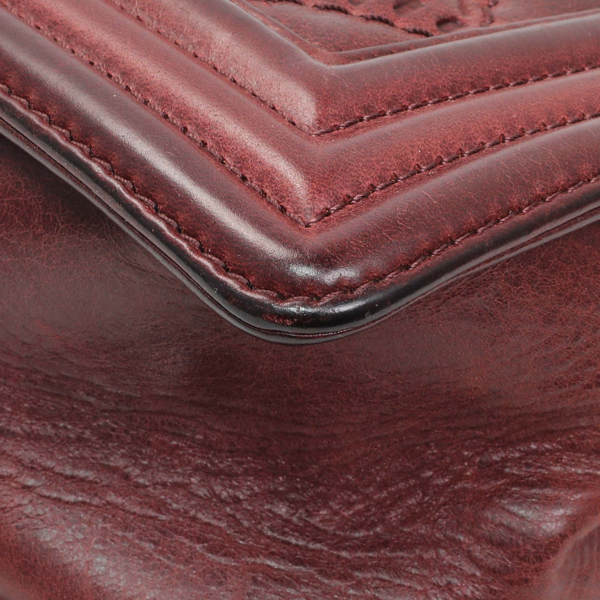 Exclusive Chanel Burgundy Calfskin Double Stitch Medium Boy Flap — Alternate View 7