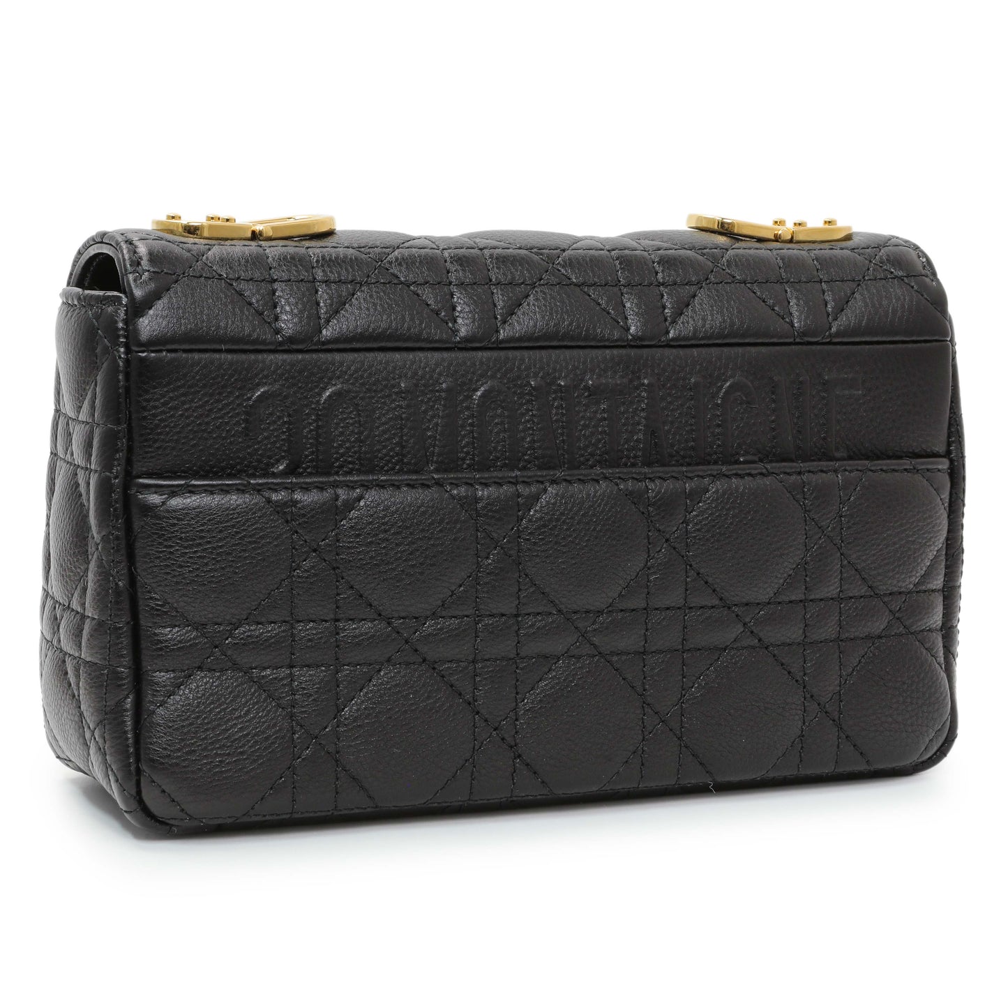 Exclusive Christian Dior Black Cannage Calfskin Small Caro Bag — Side View
