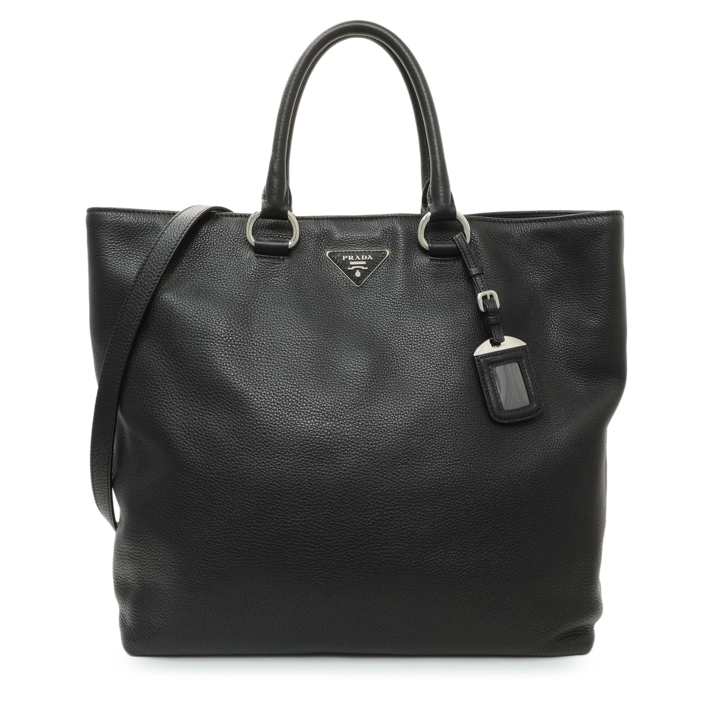 Exclusive Prada Black Vitello Daino Tote — Front View