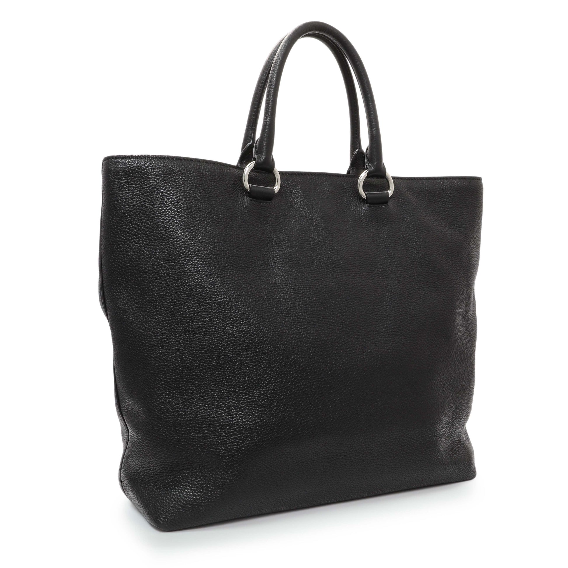 Exclusive Prada Black Vitello Daino Tote — Side View
