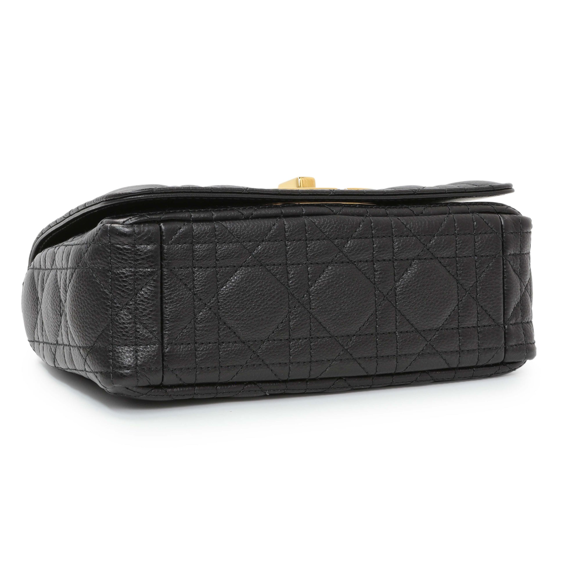 Exclusive Christian Dior Black Cannage Calfskin Small Caro Bag — Back View