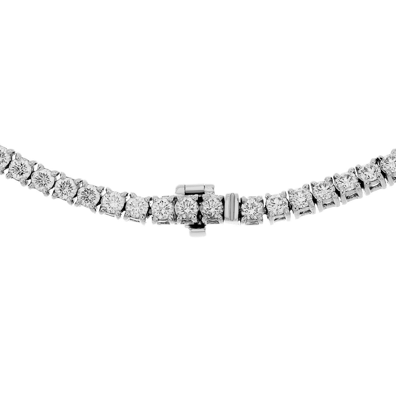 Exclusive 18K White Gold 14.04 Carat Riviere Diamond Necklace — Side View