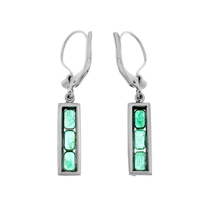Exclusive 14K White Gold 2.08 Carat Emerald Drop Earrings — Side View