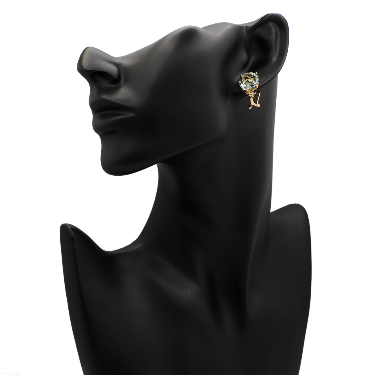 Exclusive 14K Yellow Gold 11.86 Carat Green Amethyst Earrings — Back View