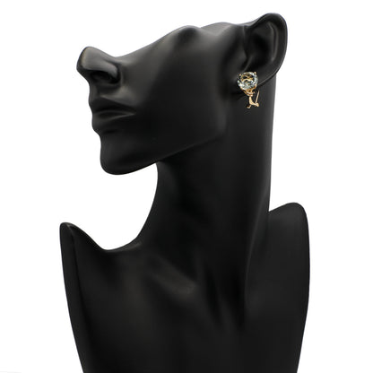 Exclusive 14K Yellow Gold 11.86 Carat Green Amethyst Earrings — Back View